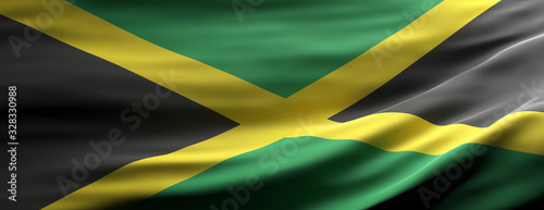 Jamaica national flag waving texture background. 3d illustration Tableau sur Toile