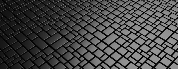 Wall Mural - Paving tiles square and rectangular shape pattern, black color background