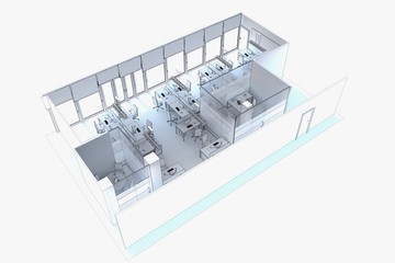 office, interior visualization, 3D illustration