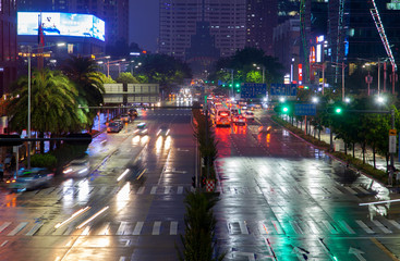 Shenzhen automobiles drive along road of Futian