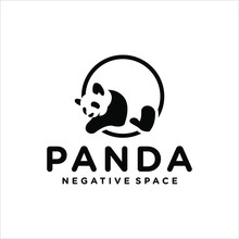 Black Modern Panda Logo Design Illustration 