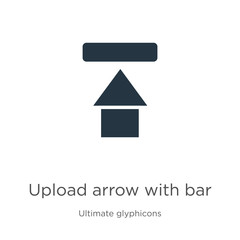 Upload arrow with bar icon vector. Trendy flat upload arrow with bar icon from ultimate glyphicons collection isolated on white background. Vector illustration can be used for web and mobile graphic