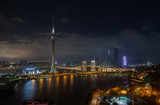 Fototapeta  - Famous Sai Van Bridge of Macau in China at night 