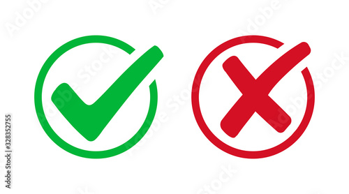 Fotografía Set check mark and cross. Vector illustartion