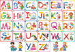 © Hasmik - English alphabet in pictures. Coloring page. Funny animals. Cute cartoon characters. Illustration for children