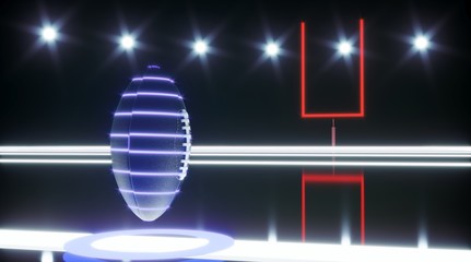 Poster - Abstract technology banner for E-Sport competition. Virtual VR Digital rugby football player for futuristic, cyberpunk sports concept. 3d rendering illustration.