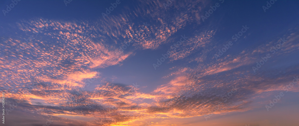 beautiful cloudscape at sunset with red clouds - obrazy, fototapety, plakaty 