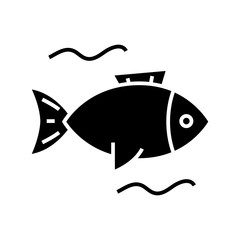 Wall Mural - River fish black icon, concept illustration, vector flat symbol, glyph sign.