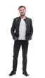 © ASDF - in full growth. stylish young man in black leather jacket