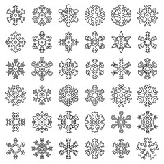 Poster - snowflake christmas icons set. outline set of snowflake christmas vector icons for web design isolat