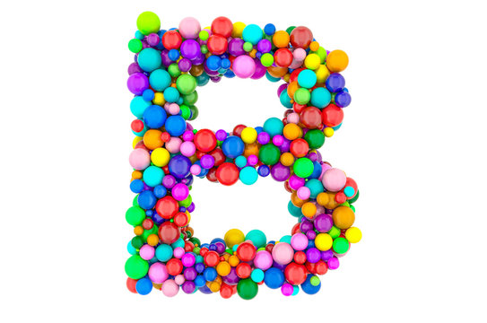 Letter B from colored balls, 3D rendering
