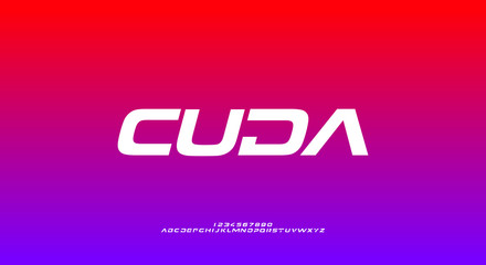 Poster - Cuda, an abstract sporty technology alphabet font. digital space typography vector illustration design