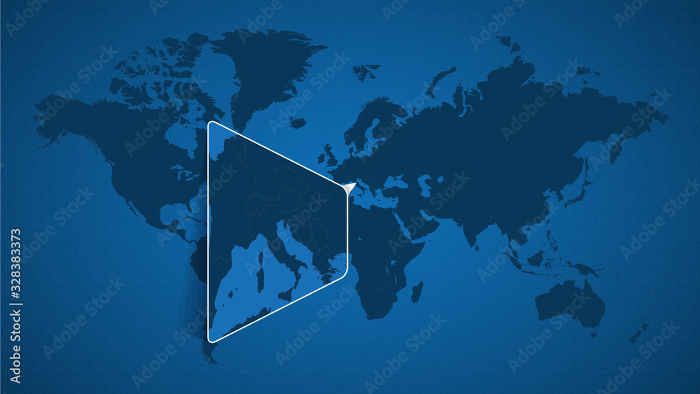 Detailed world map with pinned enlarged map of San Marino and ...