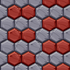 Wall Mural - Seamless pattern of vintage stone hexagonal tiles.