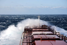 The Movement Of The Vessel Against The Waves During A Heavy Storm. North Pacific Ocean.