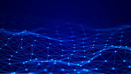 Aufkleber - Network connection dots and lines. Technology background. Plexus. Big data background. 3d rendering.