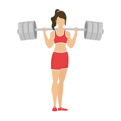 Wall Mural - young woman athlete weight lifting