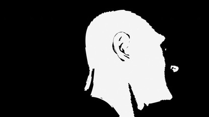 Poster - Dance of three cartoon white human head, 3d rendering. Computer generated futuristic background.