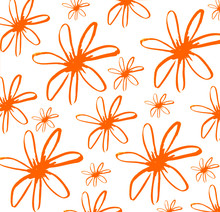 Blooming Orange Flowers As Spring Summer Pattern Floral Botanical Natural On White  Background Illustration