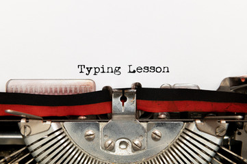Poster - Typing lesson title text written on paper with typewriter