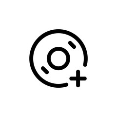 Poster - add disc icon. Perfect for application, web, logo and presentation template. icon design line style
