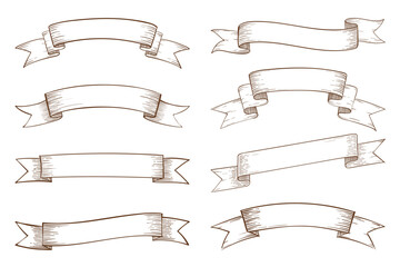 set of blank vintage ribbon banners elements.