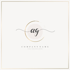 AG Initial Letter handwriting logo hand drawn template vector, logo for beauty, cosmetics, wedding, fashion and business