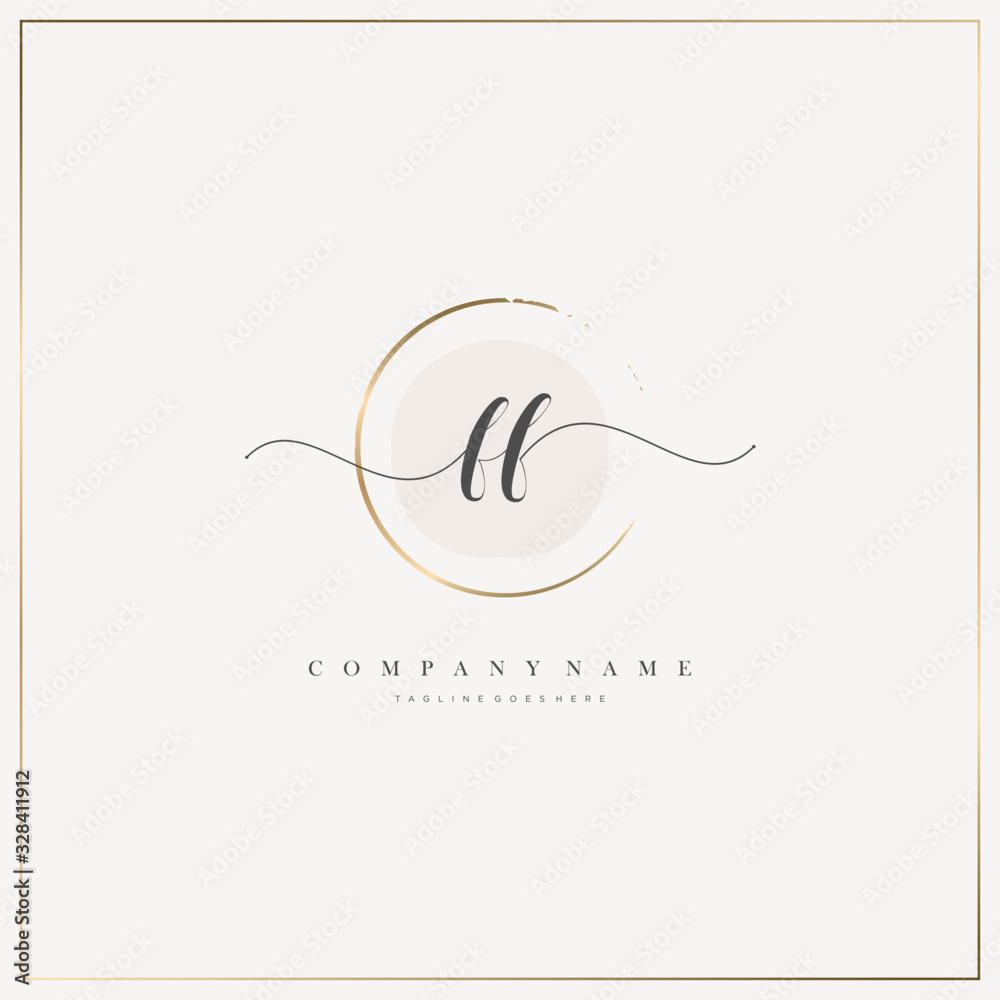 FF Initial Letter handwriting logo hand drawn template vector, logo for ...