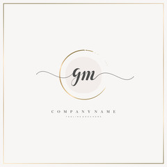 Sticker - GM Initial Letter handwriting logo hand drawn template vector, logo for beauty, cosmetics, wedding, fashion and business