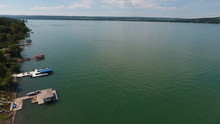 Aerial View Of Skaneateles Lake Boathouses