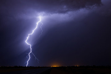 Wall Mural - Thunderstorm lightning bolt strike