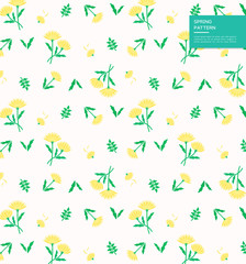 Wall Mural - Lush spring plant design pattern