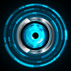 Blue eye cyber circuit future technology concept background