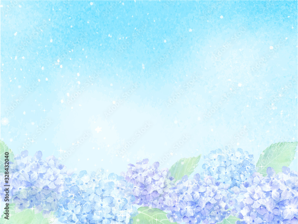 透明水彩で描く紫陽花の背景 Wall Mural Wallpaper Murals Miko 透明水彩で描く紫陽花の背景 Wall Mural Wallpaper Murals Miko