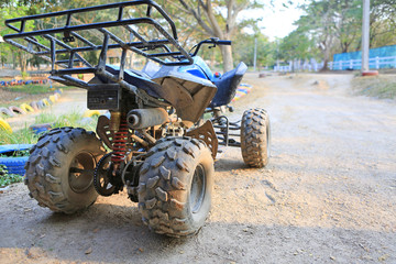 Old go-kart waiting for driver to drive in the track outdoor