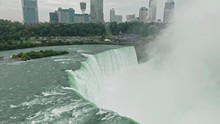 Aerial Epic View Of The Niagara Falls And The Town Of Niagara. Ontario, Canada. 15 September 2019