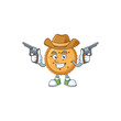 The brave of peanut butter cookies Cowboy cartoon character holding guns
