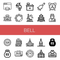 Poster - bell simple icons set