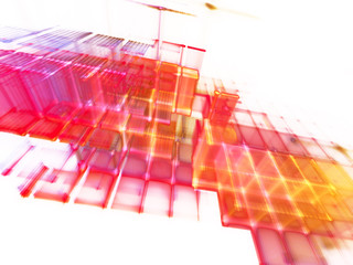 Poster - Abstract red on white background element. Fractal graphics 3d illustration. Science or technology concept.