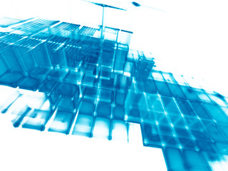 Poster - Abstract blue on white background element. Fractal graphics 3d illustration. Science or technology concept.