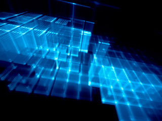 Poster - Abstract blue on black background element. Fractal graphics 3d illustration. Science or technology concept.