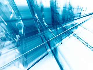 Poster - Abstract blue on white background element. Fractal graphics 3d illustration. Science or technology concept.
