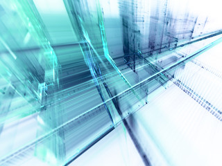 Poster - Abstract blue on white background element. Fractal graphics 3d illustration. Science or technology concept.