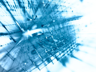 Poster - Abstract blue on white background element. Fractal graphics 3d illustration. Science or technology concept.