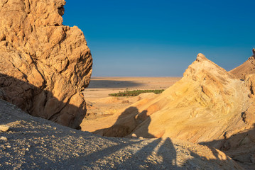 Wall Mural - View from the height of the Atlas Mountains on the Sahara desert