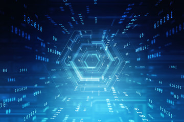 2d illustration abstract futuristic electronic circuit technology background