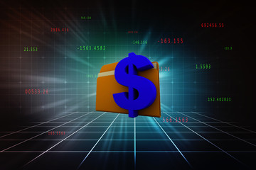Poster - 3d rendering Dollar symbol with folder
