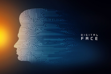 Poster - 2d illustration digital Artificial mind concept