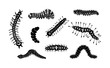 © MySunShine - Set spring and summer caterpillar icons. Black caterpillars with different silhouette on white background. For festive card, logo, children, pattern, tattoo, decorative, concept. Vector illustration