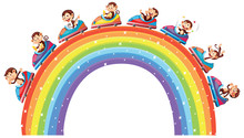 Happy Monkeys Riding Toy Cars Over The Rainbow